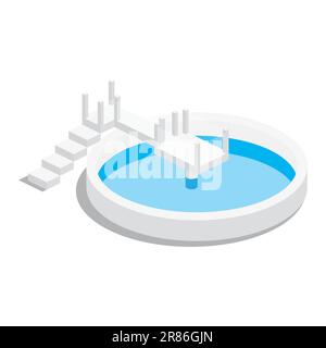 Impianto di trattamento isometrico delle acque reflue. Elemento di progettazione infografica isolato su sfondo bianco. Illustrazione vettoriale. Ecologia delle risorse idriche. Illustrazione Vettoriale