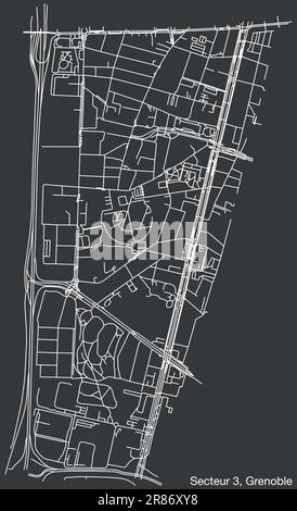 Mappa stradale del SETTORE GRENOBLE-3, GRENOBLE Illustrazione Vettoriale