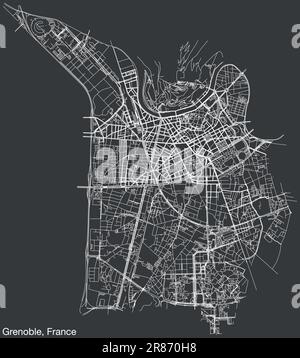 Mappa stradale di GRENOBLE, FRANCIA Illustrazione Vettoriale