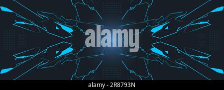 Schermata dell'interfaccia di controllo dei giochi. Concetto futuristico HUD vettoriale blu scuro. Fantascienza, tecnologia cyberpunk cruscotto futuristico. Ampio cyber astratto Illustrazione Vettoriale