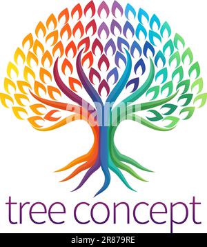 Arcobaleno albero astratto concetto stilizzato Design icona Illustrazione Vettoriale