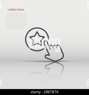 Fare clic su carta fedeltà icona in stile appartamento. Mano a premiare illustrazione vettoriale bianco su sfondo isolato. Sconto concetto di business. Illustrazione Vettoriale