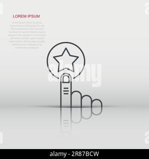 Fare clic su carta fedeltà icona in stile appartamento. Mano a premiare illustrazione vettoriale bianco su sfondo isolato. Sconto concetto di business. Illustrazione Vettoriale
