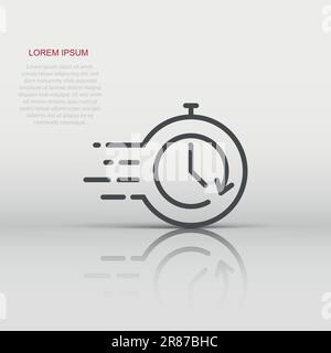 Icona di ripristino in uno stile piatto. Ripetere l'orologio illustrazione vettoriale bianco su sfondo isolato. Tempo di rotazione il concetto di business. Illustrazione Vettoriale