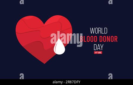 Giornata mondiale dei donatori di sangue, giornata dei donatori di sangue, cuore rosso Illustrazione Vettoriale