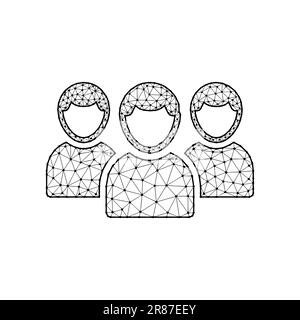 Illustrazione del vettore poligonale degli utenti isolata su sfondo bianco Illustrazione Vettoriale