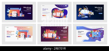 Insieme di gente casuale che compra le cose in linea Illustrazione Vettoriale