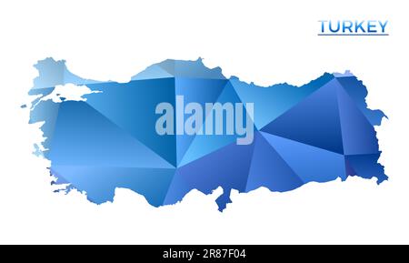 Mappa vettoriale poligonale della Turchia. Vivace paese geometrico in basso stile poly. Illustrazione creativa per le tue infografiche. Tecnologia, internet, rete c Illustrazione Vettoriale