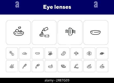 Set di icone linea obiettivi oculari Illustrazione Vettoriale