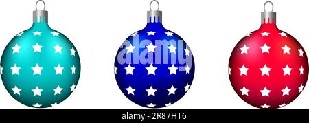 Set di giocattoli dell'albero di Natale. Calza decorazioni di Natale. Oggetto vettoriale per il design natalizio, mockup. Vector Realistic Object Illustration 10 EPS Illustrazione Vettoriale