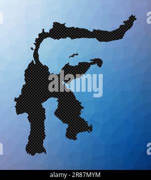 Mappa geometrica di Sulawesi. Forma a stampino di Sulawesi in basso stile poly. Impressionante isola vettore illustrazione. Illustrazione Vettoriale
