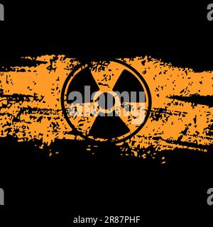 Sfondo del segnale di avvertenza radiazioni grunge. Vecchio simbolo di pericolo tossico radioattivo Illustrazione Vettoriale