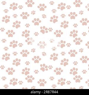 Sfondo di stampa Paw marrone pastello. Modello con footprint di gatto o cane Illustrazione Vettoriale