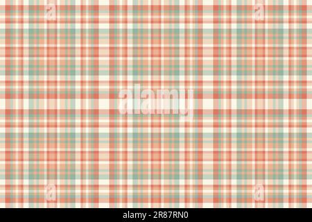 Plaid tartan di tessuto motivo texture con un tessuto di sfondo vettoriale senza cuciture nei colori arancione e vecchio pizzo. Illustrazione Vettoriale