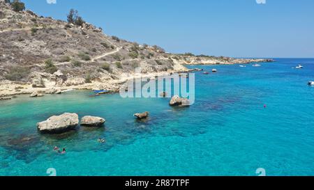 Splendida vista aerea della spiaggia di Konnos ad Ayia Napa Cipro Foto Stock