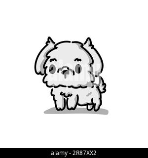 Cute Maltese White Puppy Cartoon Vector, per design, banner, logo Illustrazione Vettoriale