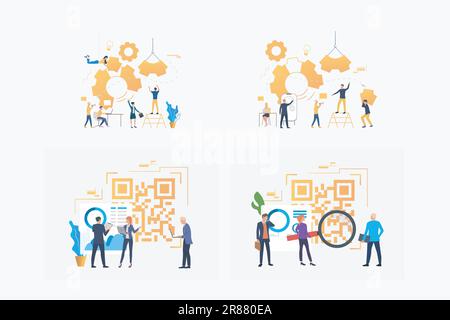 Lavorare sul progetto insieme insieme Illustrazione Vettoriale