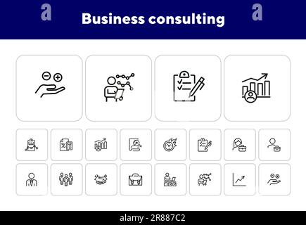 Set di icone della linea di consulenza aziendale Illustrazione Vettoriale