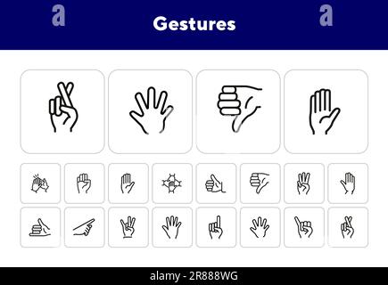 Set di icone della linea dei gesti Illustrazione Vettoriale