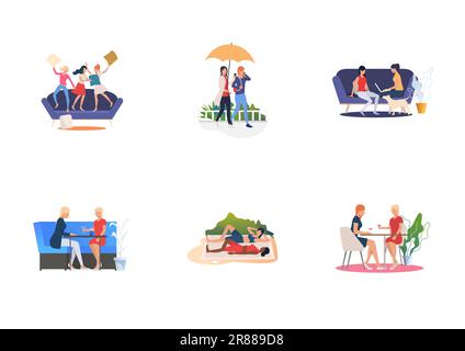 Insieme di donne che trascorrono del tempo insieme Illustrazione Vettoriale
