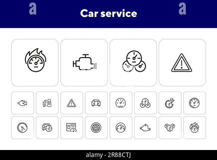 Set di icone della linea di assistenza auto Illustrazione Vettoriale