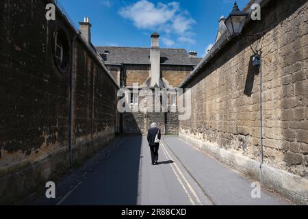 New College Lane nel centro storico di Oxford con edifici storici, Oxfordshire Inghilterra, Regno Unito Foto Stock