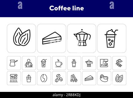 Caffè icone di linea Illustrazione Vettoriale