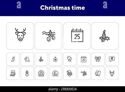Set di icone della linea temporale di Natale Illustrazione Vettoriale
