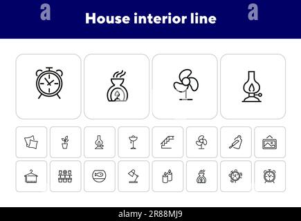Icone della linea interna della casa Illustrazione Vettoriale