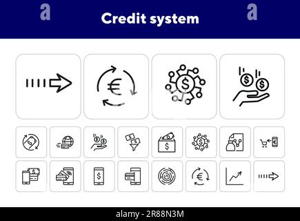 Icone del sistema di credito Illustrazione Vettoriale