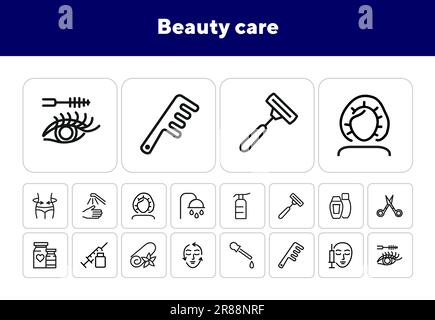 Set di icone linea di bellezza Illustrazione Vettoriale