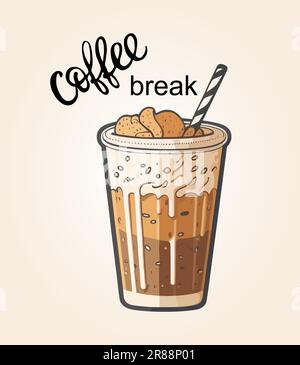 Coffee break, cappuccino, mocha, latte vettoriale art Illustrazione Vettoriale