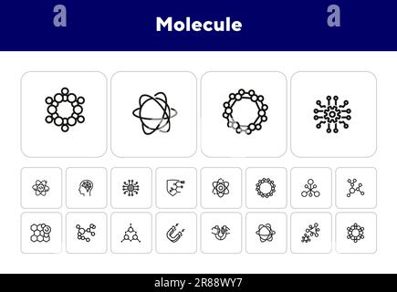Set di icone linea molecola Illustrazione Vettoriale