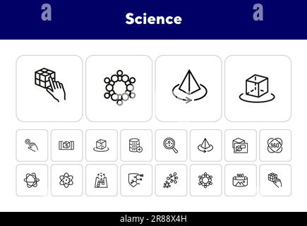 Set di icone della linea scientifica Illustrazione Vettoriale