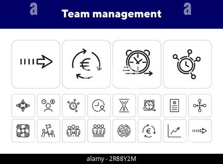 Icone di gestione del team Illustrazione Vettoriale