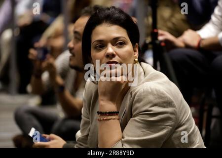 Non esclusiva: 19 giugno 2023, Città del Messico, Messico: Rosalinda Hueso, moglie dell'ex ministro degli Esteri messicano Marcelo Ebrard Casaubon, all'incontro wi Foto Stock