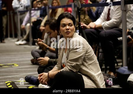 Non esclusiva: 19 giugno 2023, Città del Messico, Messico: Rosalinda Hueso, moglie dell'ex ministro degli Esteri messicano Marcelo Ebrard Casaubon, all'incontro wi Foto Stock