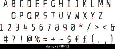 Audace set di lettere arrotondate con decorazioni Illustrazione Vettoriale