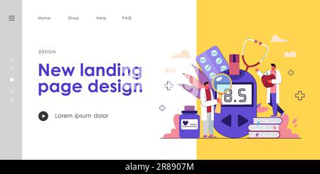 Piccoli medici che controllano il livello di glucosio nel sangue Illustrazione Vettoriale