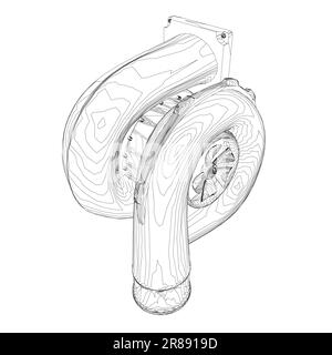 Funzionamento del rotore della turbina a vapore. Illustrazione vettoriale. Schema delle turbine automobilistiche. Illustrazione Vettoriale