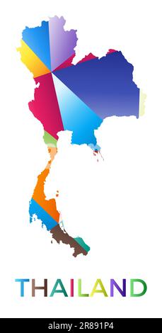 Di colore luminoso a forma di Thailandia. Multicolore stile geometrico logo paese. Design moderno e alla moda. Impressionante illustrazione vettoriale. Illustrazione Vettoriale