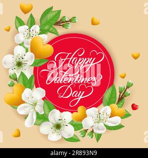 Buon giorno di San Valentino Romantic lettering Illustrazione Vettoriale