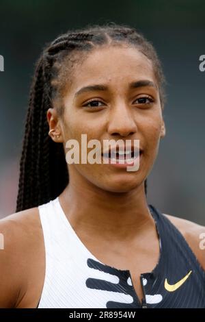 Leichtathletik, 26. Stadtwerke Ratingen Mehrkampf - riunione em 18. 06. 2023 in Ratingen , Deutschland Siebenkampf Frauen, Weitsprung THIAM Nafissatou bel Foto : Norbert Schmidt, Düsseldorf Foto Stock