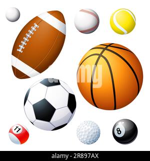 Set vettoriale di palline sportive. Illustrazione Vettoriale