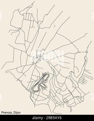 Mappa stradale del QUARTIERE PRENOIS, DIGIONE Illustrazione Vettoriale