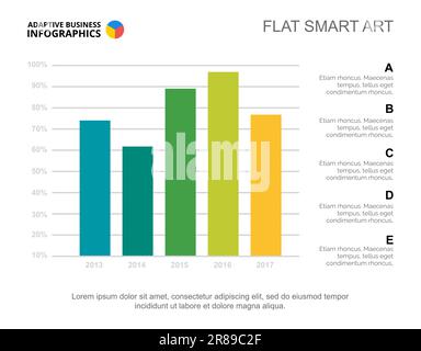 Modello di diapositiva con grafico a barre a cinque colonne Illustrazione Vettoriale