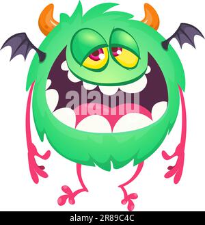 Illustrazione divertente del mostro del cartone animato. Icona vettore. Design di Halloween. Illustrazione Vettoriale