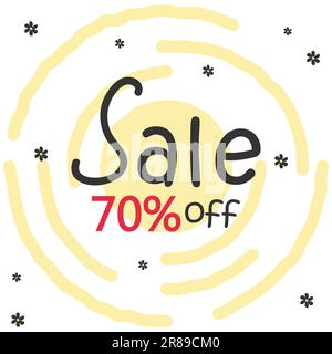 Vendita estiva Vector banner design. Testo di promozione estiva con offerta speciale fino a 70 € di sconto promozionale con sfondo solare. Illustrazione vettoriale Illustrazione Vettoriale