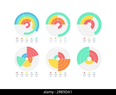 Set di modelli grafici infografici a cerchio concentrici Illustrazione Vettoriale