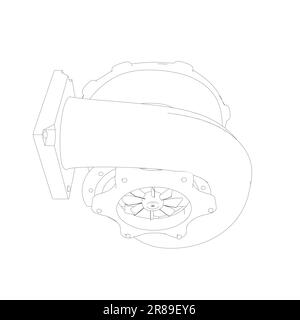 Funzionamento del rotore della turbina a vapore. Illustrazione vettoriale. Schema delle turbine automobilistiche. Illustrazione Vettoriale